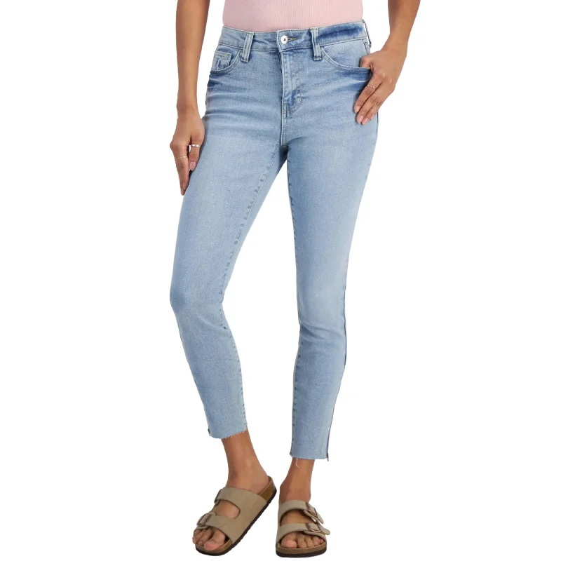 CELEBRITY PINK - Mid-Rise Skinny Ankle Jeans with Ankle Zipper Detail Trendy Paperbag Waist Jeans