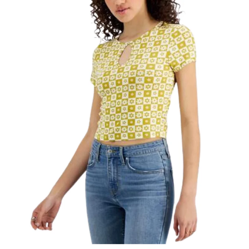 HIPPIE ROSE -  Keyhole T-Shirt-- Chenille Blend Fleece Blend Nylon Blend
