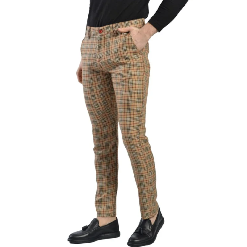 DJ PLUS: Plaid Skinny Dress Pants ON66 Casual Skinny Fit Pants