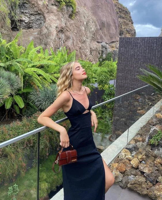 Charming Black V Neck Sheath Long Party Dress with Slit,DP1939 Tunics Versatile stylish