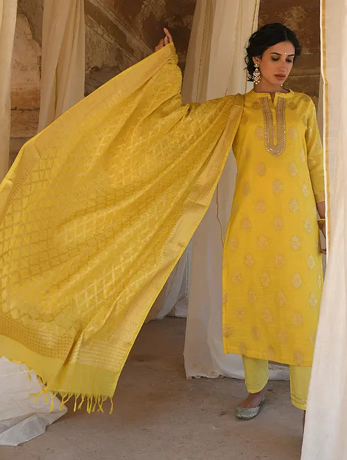 Silk Kurta & Pant set Classic Straight-Leg Pants