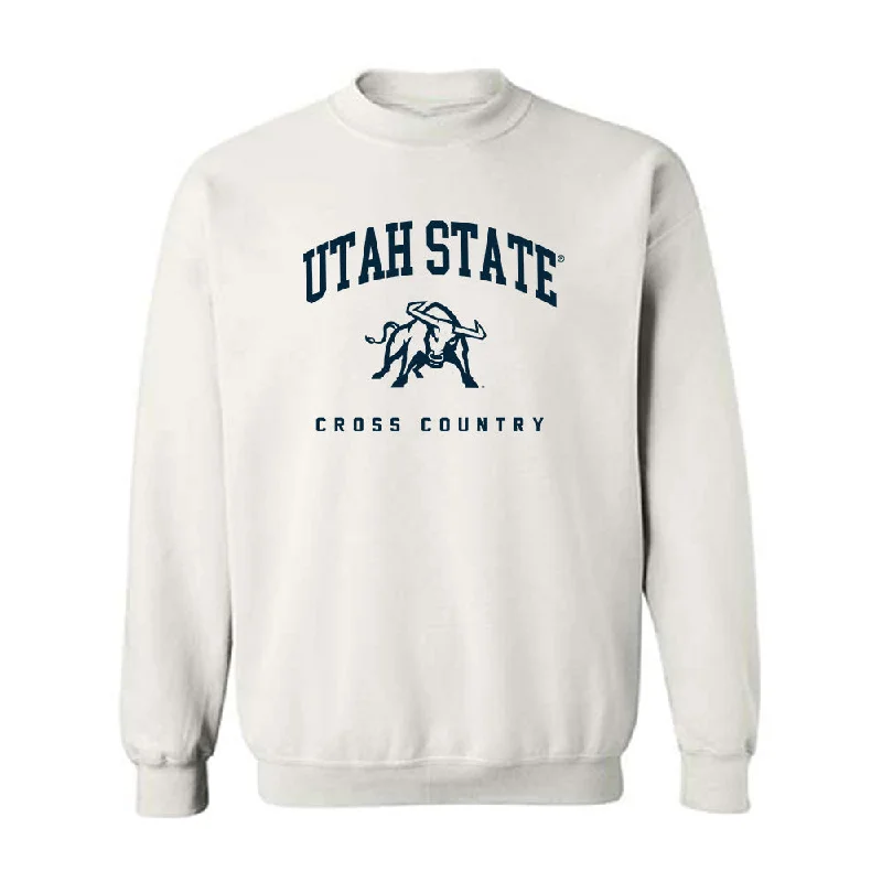 Utah State - NCAA Women's Cross Country : Brianne Smith - Crewneck Sweatshirt Hoodie with Hem Frayed Vintage Worn