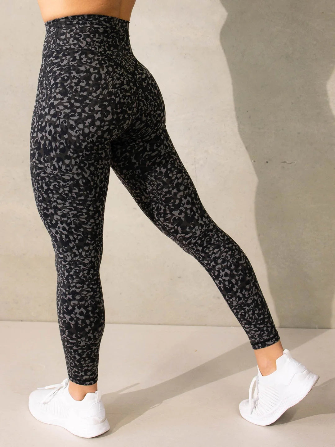 Ryderwear | Empower High Waisted Leggings - Black Leopard Stylish Faux Leather Leggings