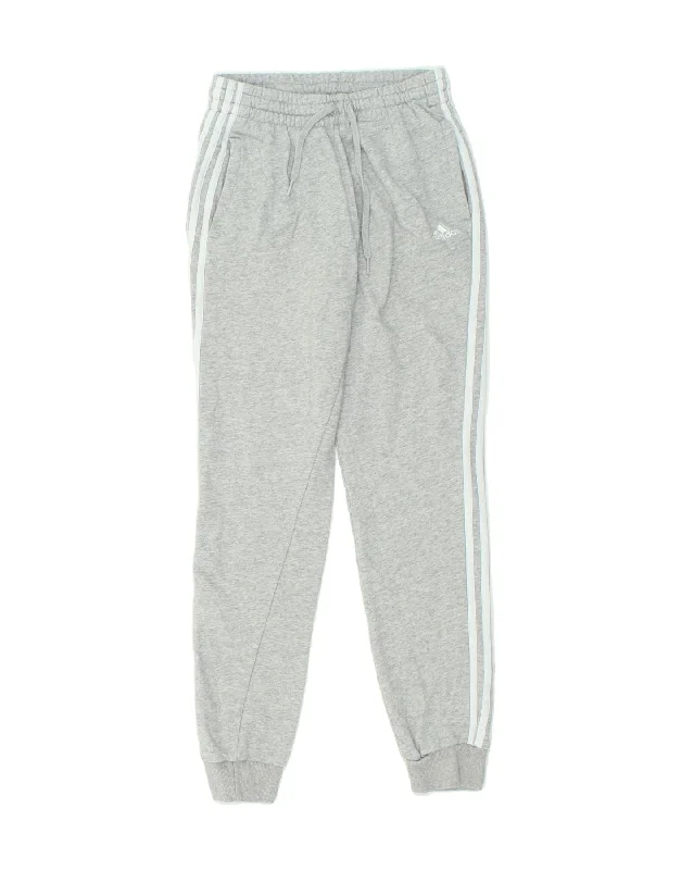 ADIDAS Womens Tracksuit Trousers Joggers UK 12/14 Medium Grey Cotton