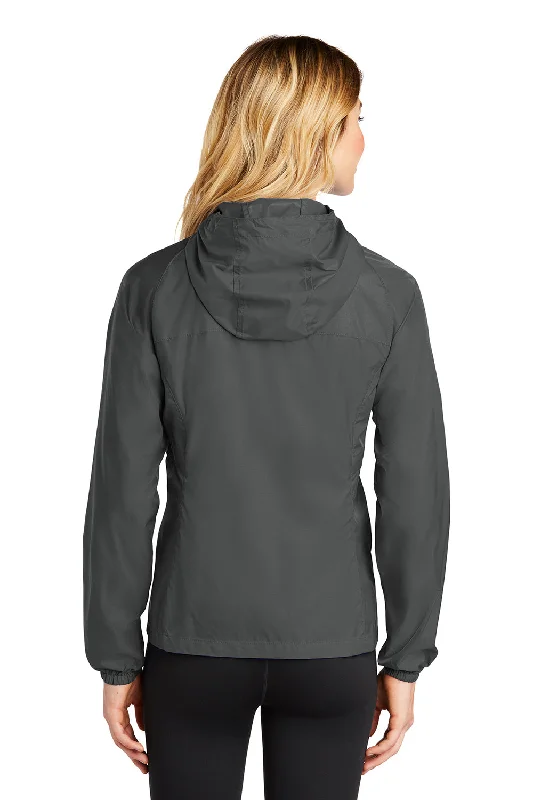 Eddie Bauer Womens Packable Wind Resistant Full Zip Hooded Jacket - Steel Grey