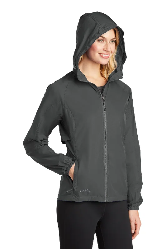 Eddie Bauer Womens Packable Wind Resistant Full Zip Hooded Jacket - Steel Grey