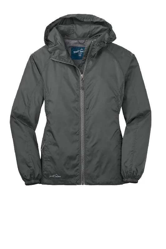 Eddie Bauer Womens Packable Wind Resistant Full Zip Hooded Jacket - Steel Grey