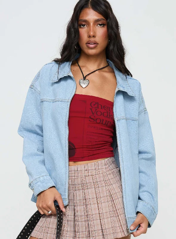 Goldsmith Denim Bomber Jacket Light Wash Goldsmith Denim Bomber Jacket Light Wash