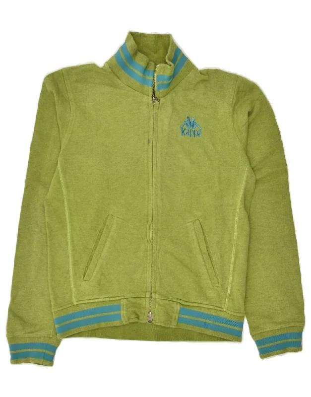 KAPPA Womens Graphic Tracksuit Top Jacket UK 12 Medium Green Cotton