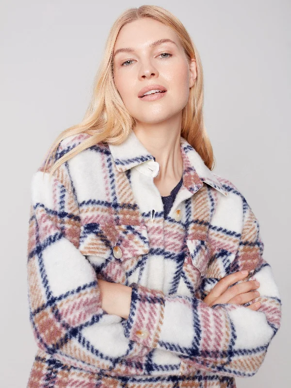 Long Boiled Wool Shirt Jacket - Raspberry