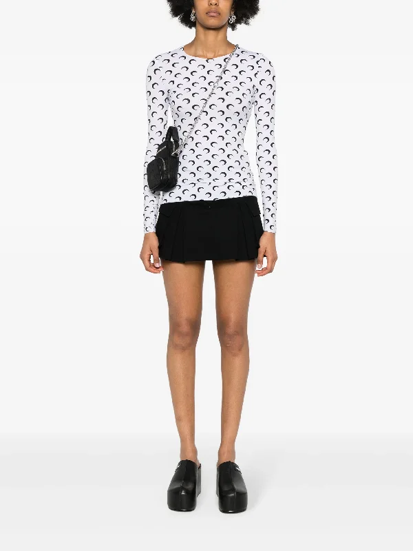 MARINE SERRE Women Moon Printed Jersey Second Skin Crewneck Top