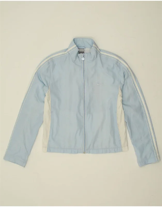 NIKE Womens Tracksuit Top Jacket UK 8/10 Small Blue Colourblock Polyester