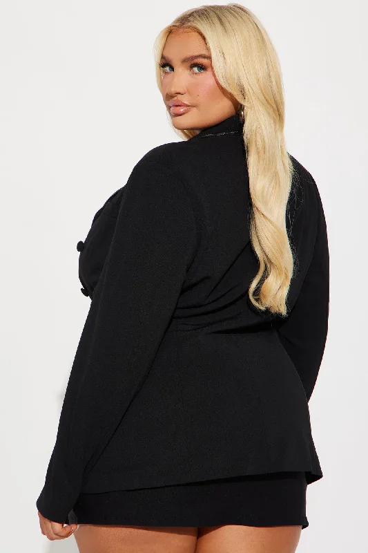 Talk Serious Rhinestone Blazer - Black Talk Serious Rhinestone Blazer - Black