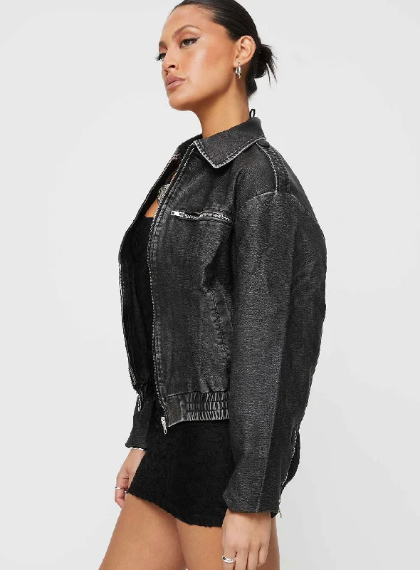 Westscott PU Jacket Washed Black Westscott PU Jacket Washed Black