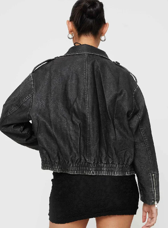 Westscott PU Jacket Washed Black Westscott PU Jacket Washed Black