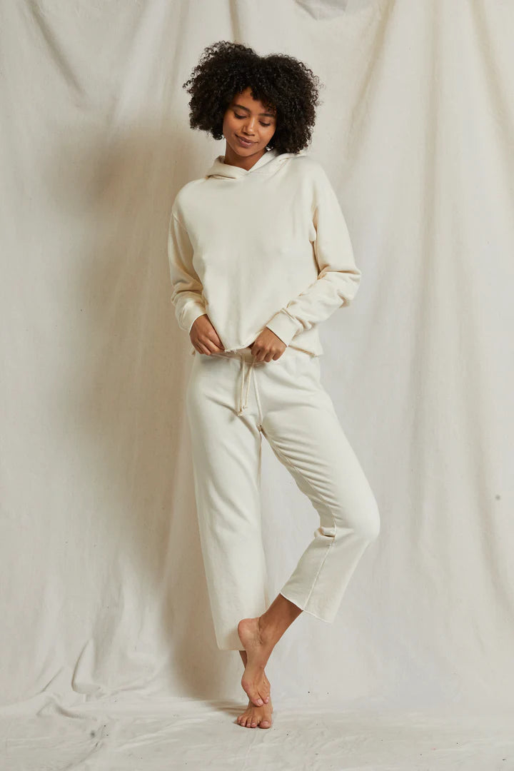 Jamaica Straight Leg Sweatpant - Ivory Women’s ribbed ankle jogger sweatpants